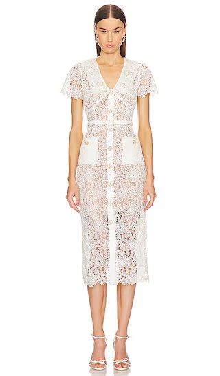 Lace Midi Dress in Cream | Revolve Clothing (Global)