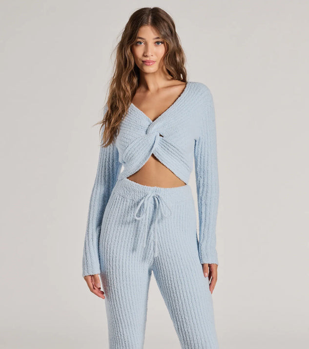 Cozy Life Chenille Knit Twist-Front Crop Top | Windsor Stores