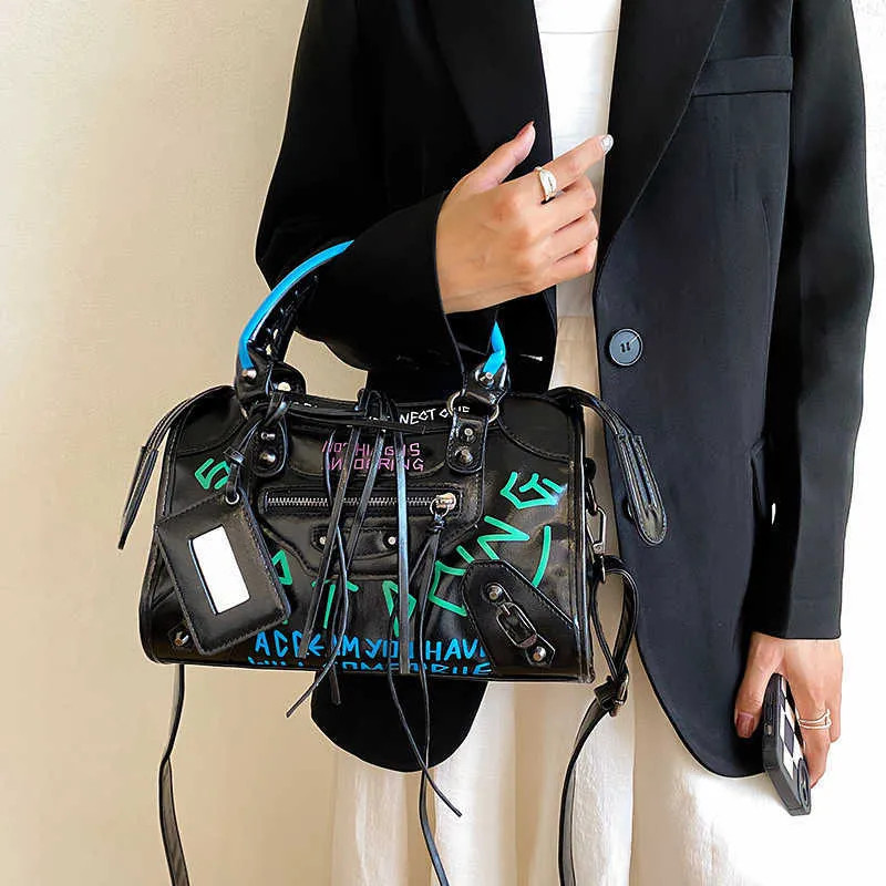 Save Big on Bulk Small Square Shoulder Bags Shoulder Bags Small Bag Women S 2023 Graffiti Motorcy... | DHGate