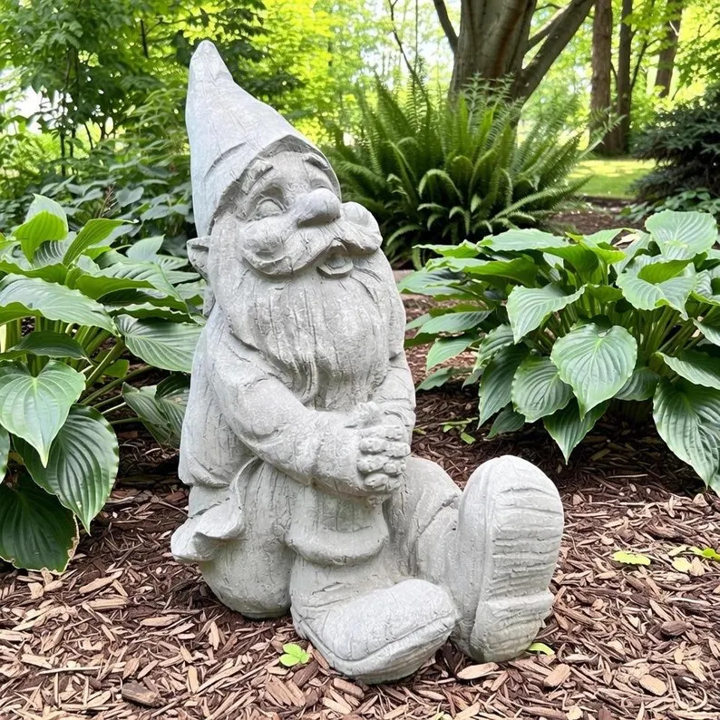 Concrete Gnome Garden Statue 14.5" Cement Yard Art Outdoor Decor Lawn Ornament Sculpture Gift - E... | Etsy (Global)