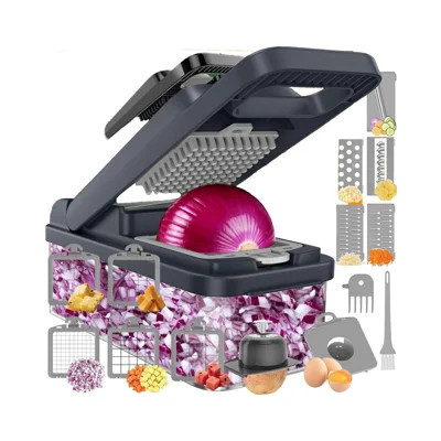 15-in-1 Vegetable Chopper 10 Blades, Veggie Cutter with Handle, Stainless Steel Blades, Food Container and Lid, Dicer, Non-slip Base, Include Cleaning | Wayfair North America