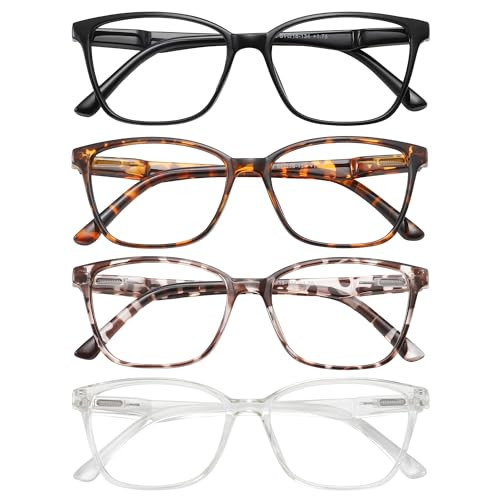 Przene 4 Pack Blue Light Blocking Reading Glasses,Square Cat Eye Readers for Women Men with Spring Hinge 1.0 | Amazon (US)