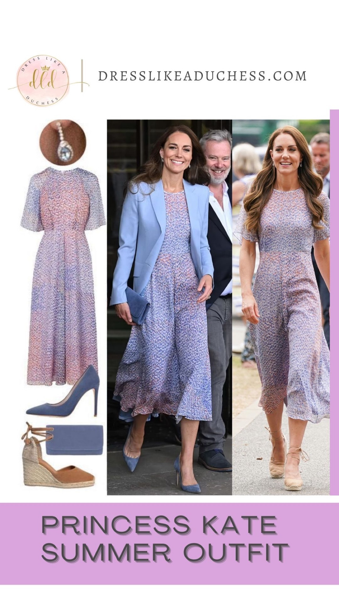 Kate Middleton wearing LK Bennett dress, riviera clutch from Emmy London and Castaner Carina wedges 
#styleinspo #pretty #partydress #maxi #midi #wedges #sandals 

#LTKstyletip