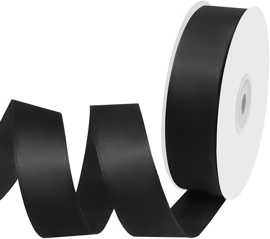 1" Width x 50 Yards Satin Fabric Ribbon, Black Ribbon Perfect for DIY Bows, Swags, Gift Wrapping,... | Amazon (US)