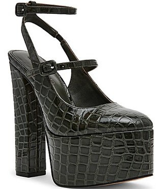Steve Madden Scotlyn Croco Embossed Strappy Mary Jane Platform Pumps - 9.5 | Dillard's