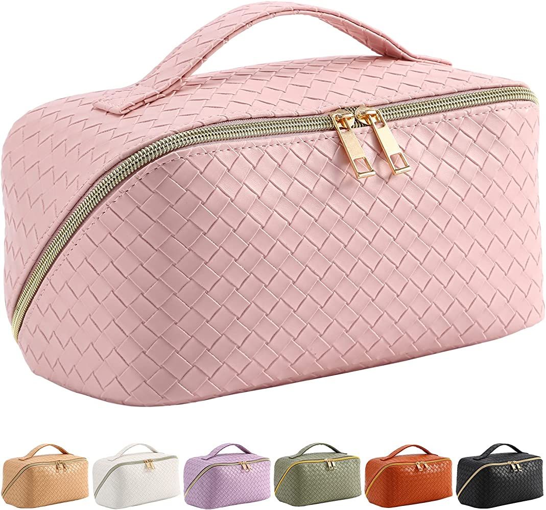 Baonmy Large Capacity Travel Cosmetic Bag - Makeup Bag,Portable PU Leather Waterproof Cosmetic Ba... | Amazon (US)