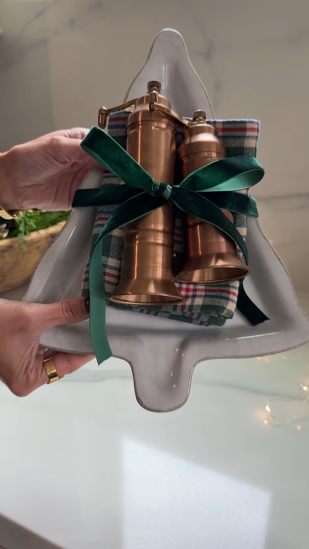 Sharing a festive holiday gift idea you can’t go wrong with 🎄✨ A stoneware Christmas tree plate / tray, a cozy kitchen hand towel, and modern salt and pepper mills — the perfect hostess gift, kitchen gift, or holiday home gift. These Christmas kitchen essentials are practical, pretty, and budget-friendly. Shop the full gift bundle below! 

#LTKHome #LTKHoliday #LTKGiftGuide