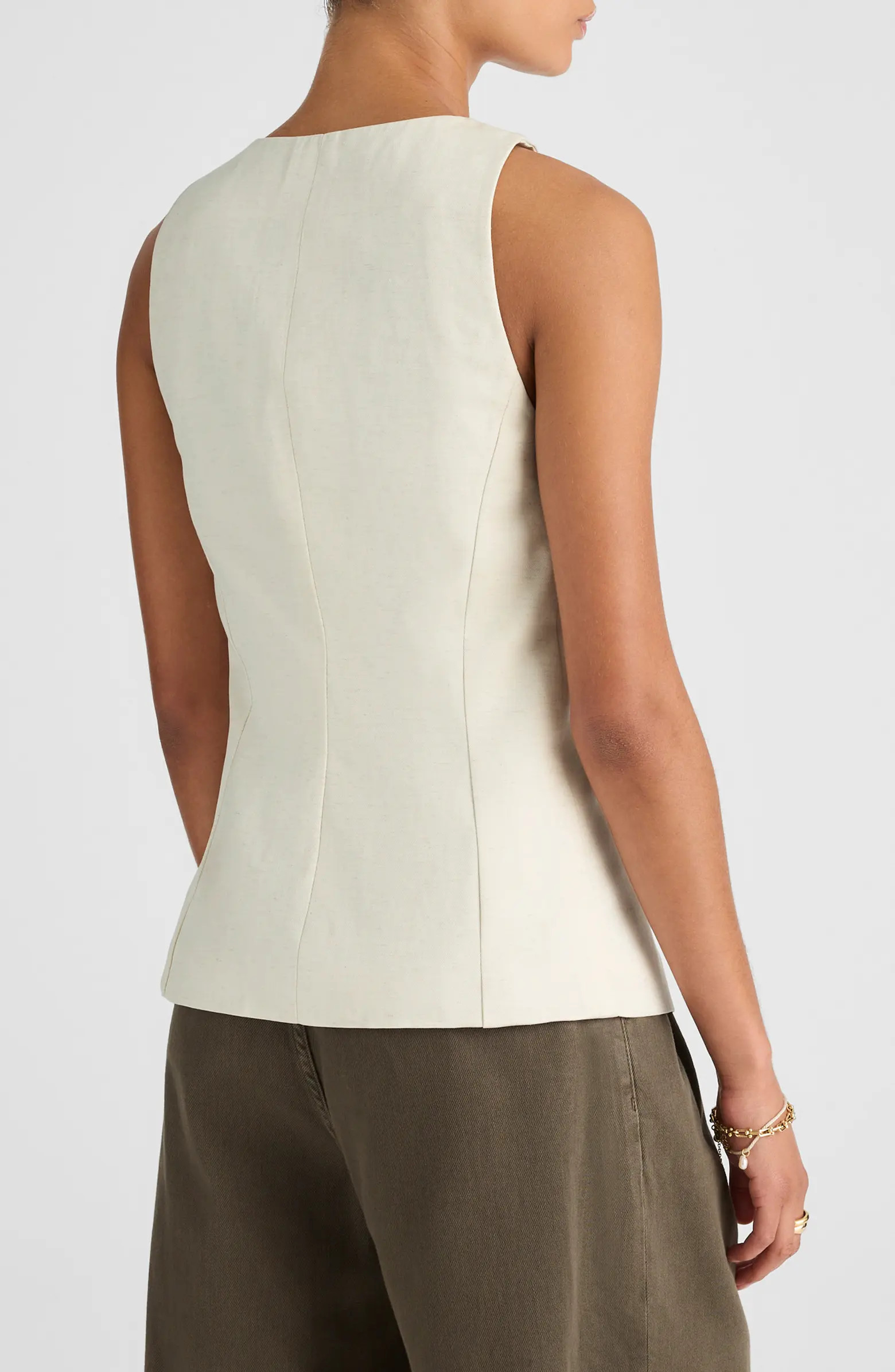 Crewneck Cutaway Drapey Twill Vest | Nordstrom