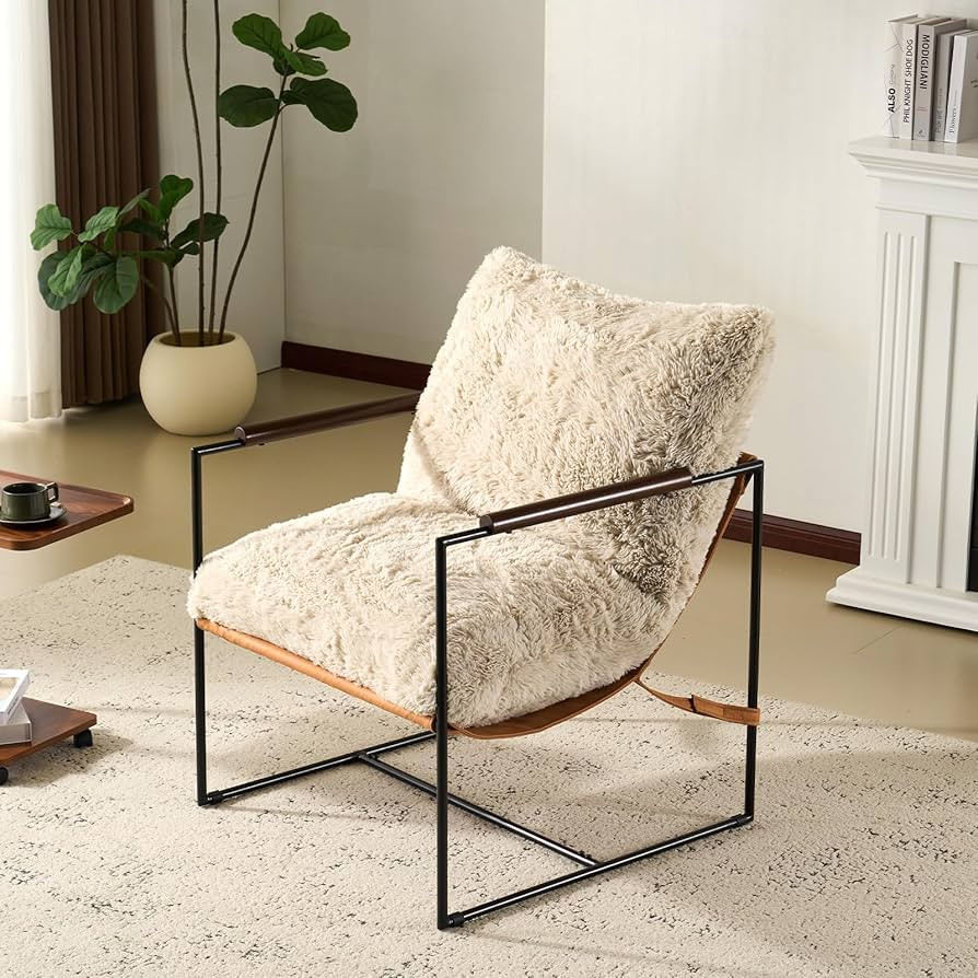 VINGLI 28" Cute Reading Armchair with Removable Seat Cushion & Tan Microfiber Seat Base, Plush Up... | Amazon (US)