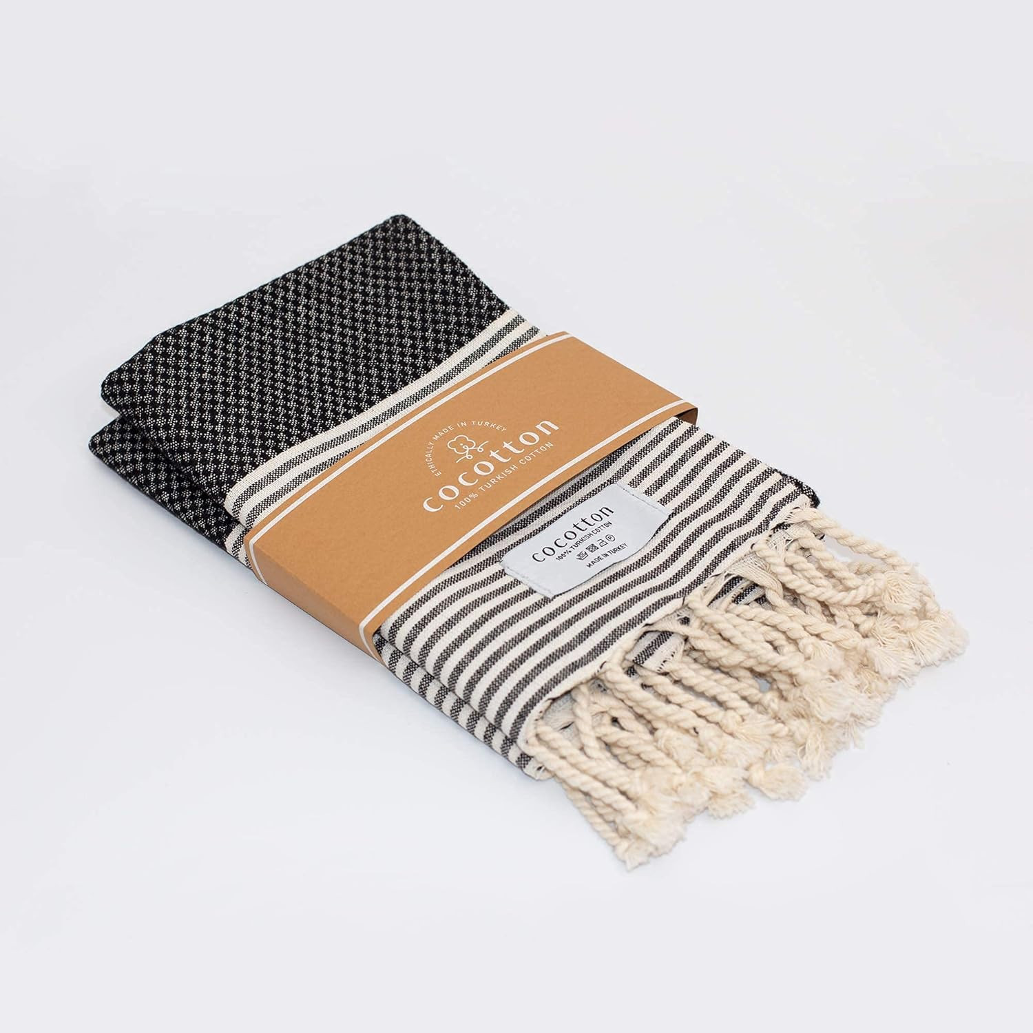 COCOTTON Boho Striped Turkish Hand Towels Set of 2 | 100% Cotton, 16 x 40 Inches | Decorative Bat... | Amazon (US)