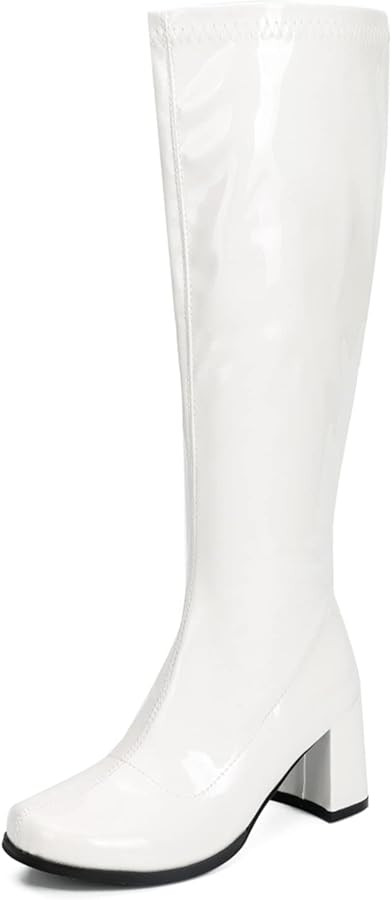 Women's Go Go Boots Over The Knee Block Heel Zipper Boot | Amazon (US)