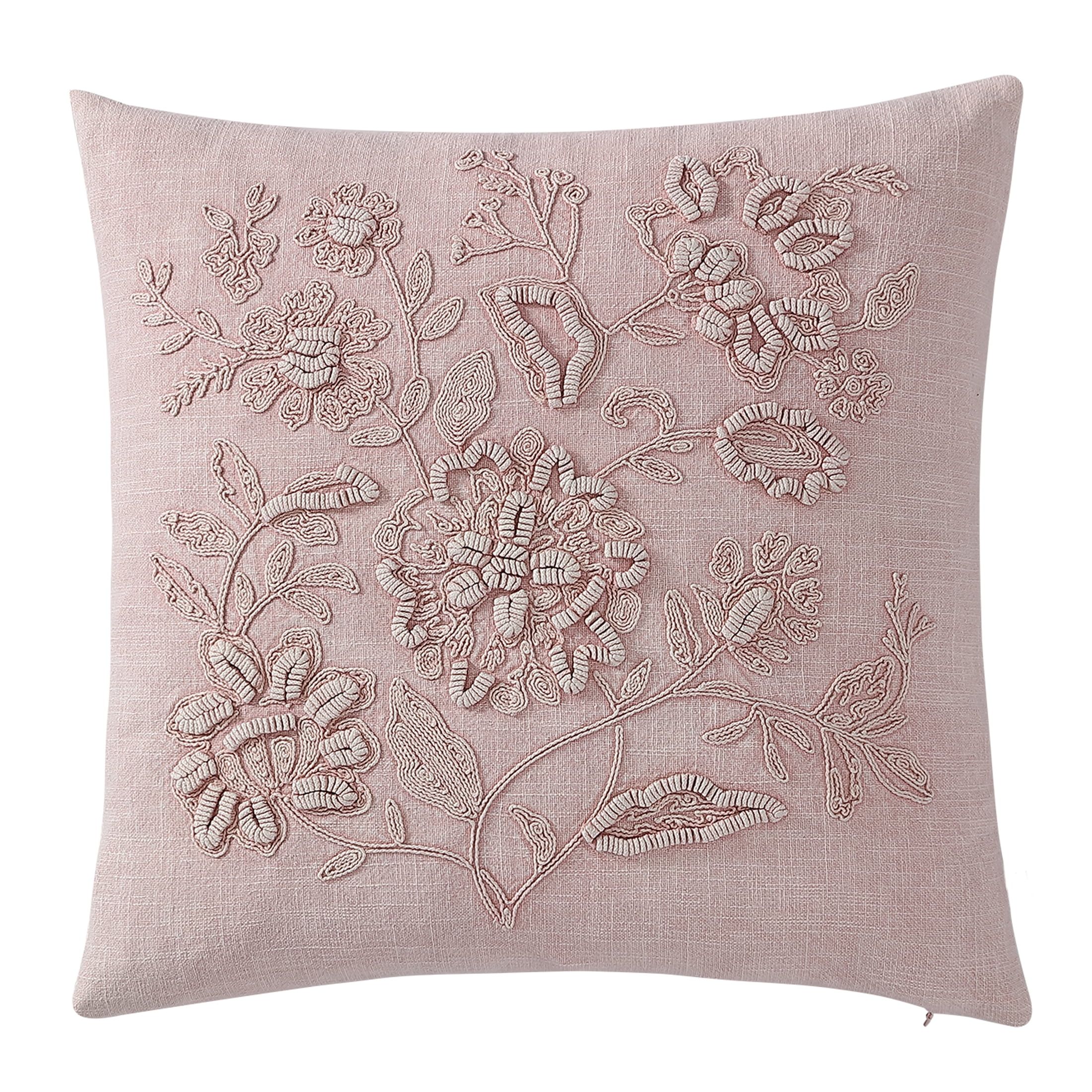 Better Homes & Gardens, Blush Tonal Floral Decorative Pillow, Square, 20" x 20", 1 Piece - Walmar... | Walmart (US)