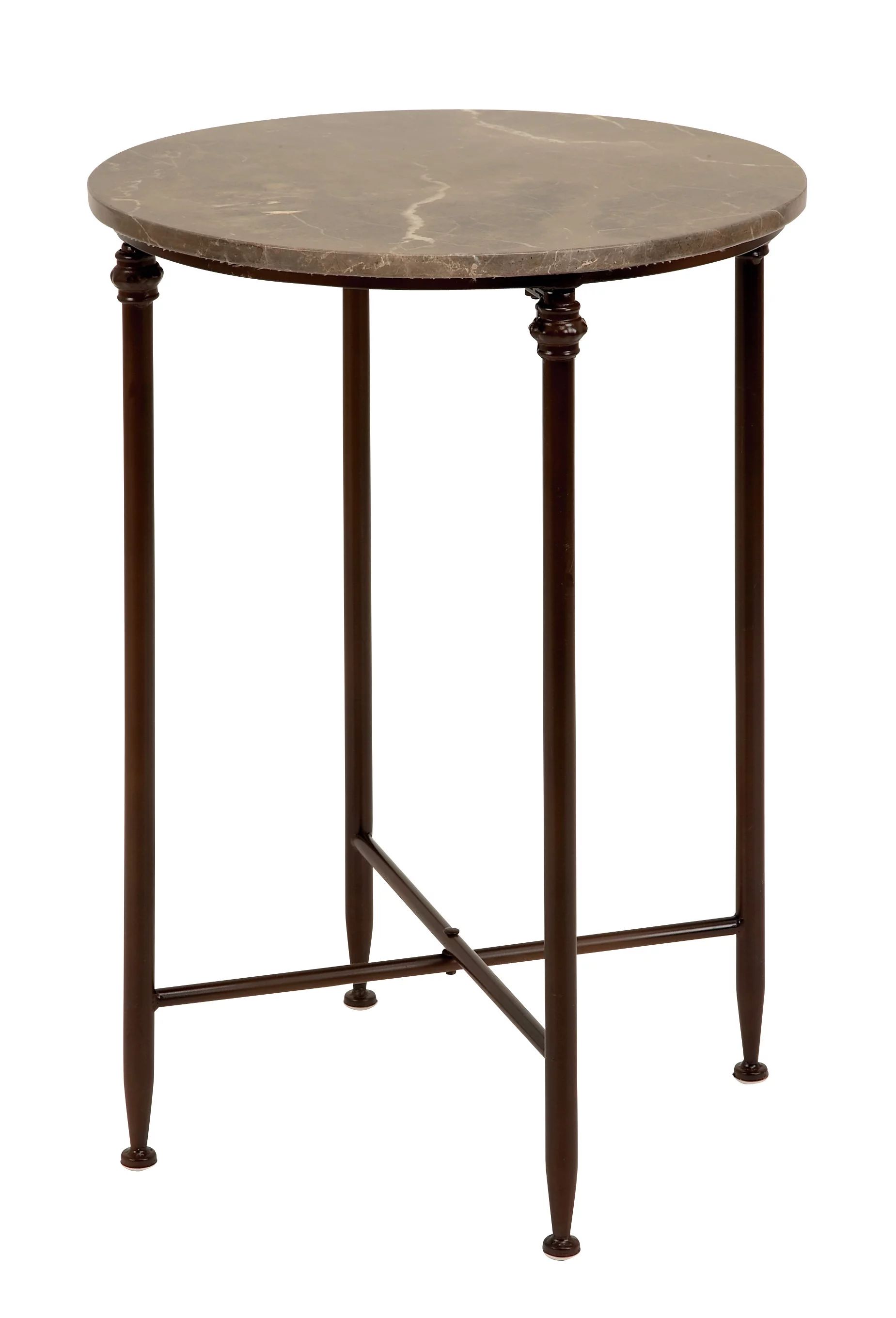 DecMode 18" x 26" Black Metal Accent Table with Marble Top, 1-Piece | Walmart (US)