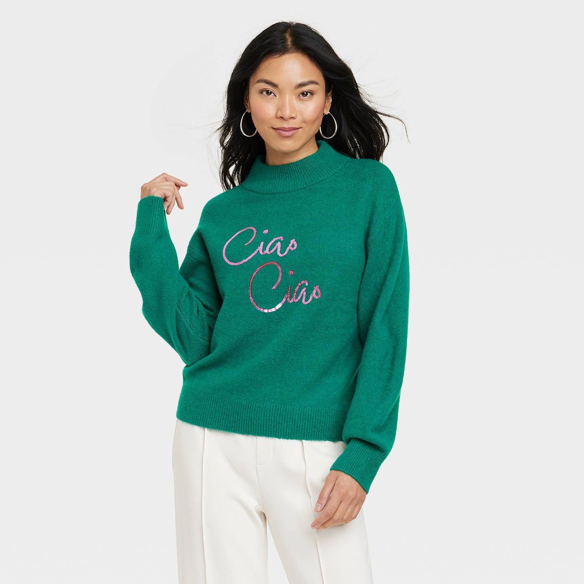 Women's Crewneck Pullover Sweater - A New Day™ Green M | Target