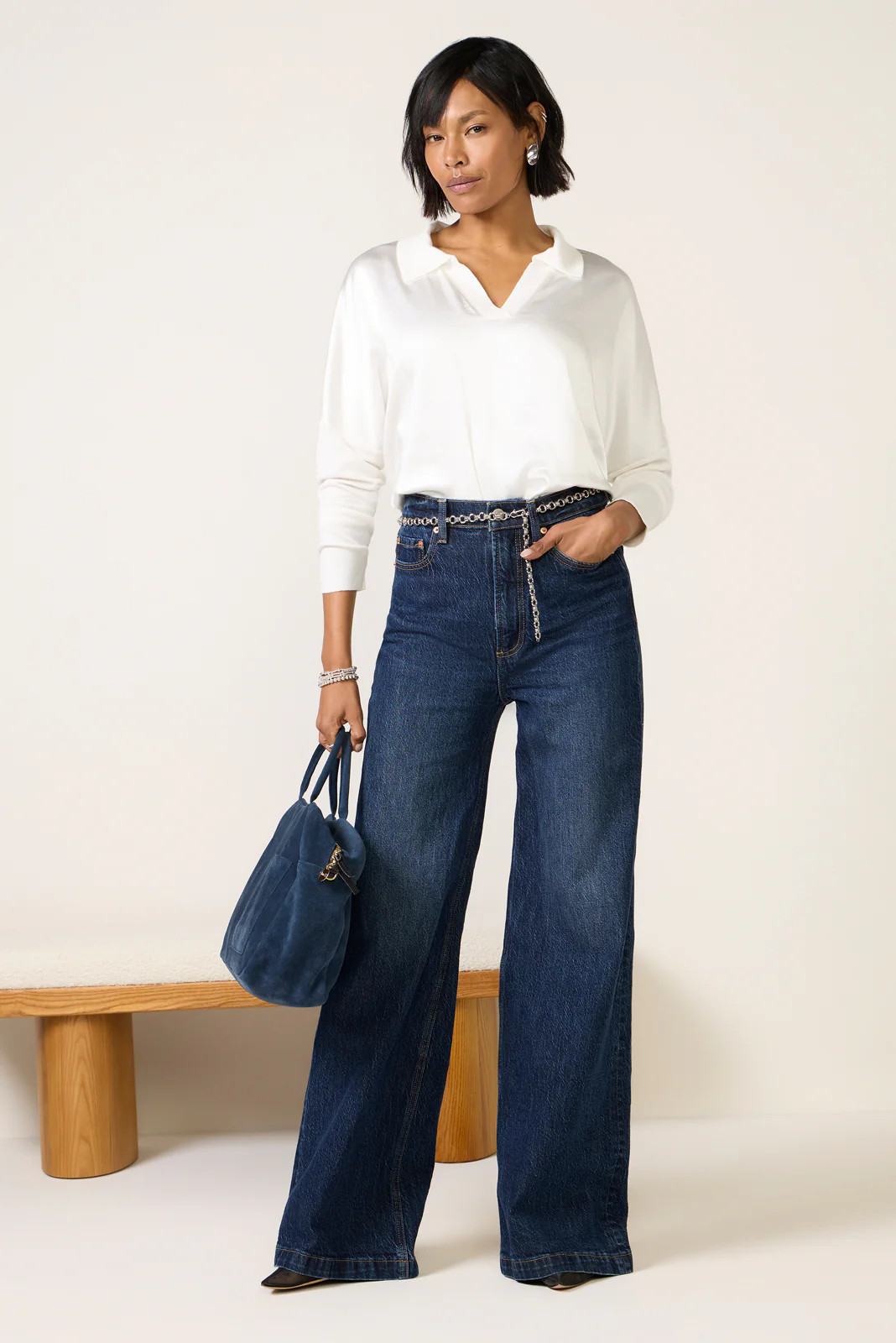 Tina Mixed Media Satin Top | Evereve