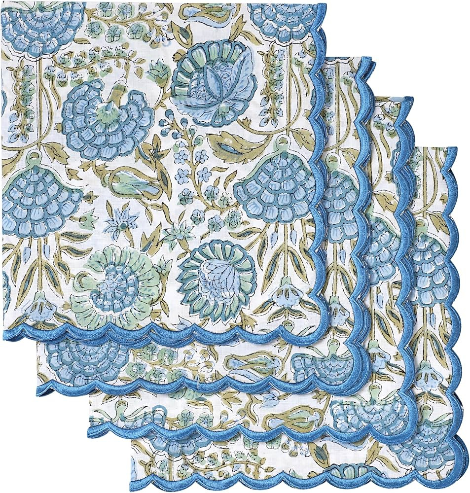 Ridhi Block Print Cloth Napkins 100% Pure Cotton Farmhouse Wedding Dinner Napkins for Easter Hall... | Amazon (US)