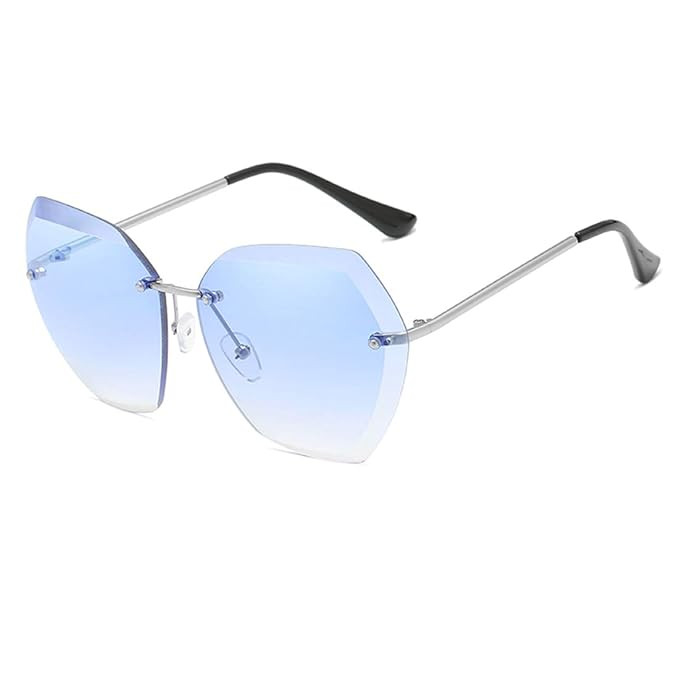 Armear Women Oversized Rimless Gradient Color Sunglasses Diamond Cutting Lens | Amazon (US)