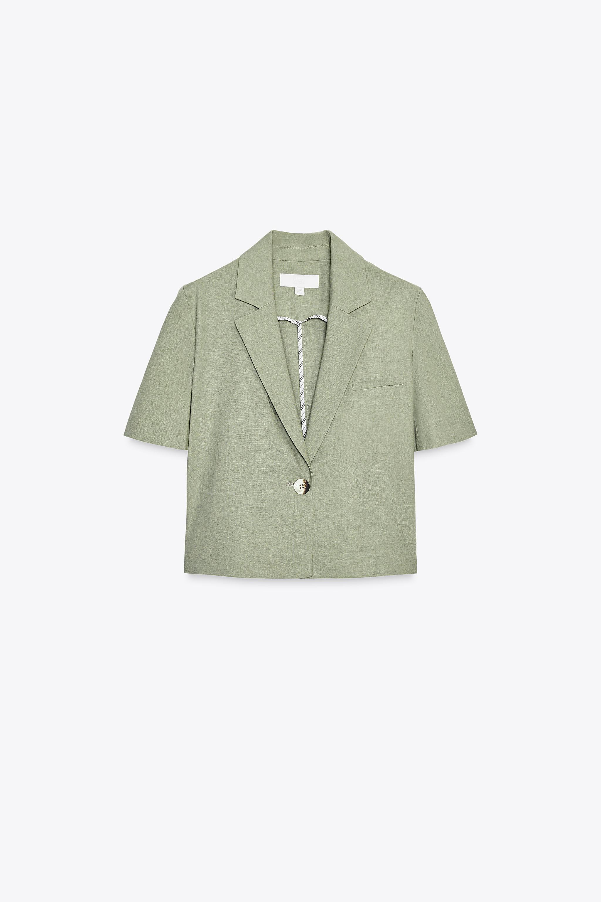 SHORT SLEEVE LINEN BLEND BLAZER | Zara UK