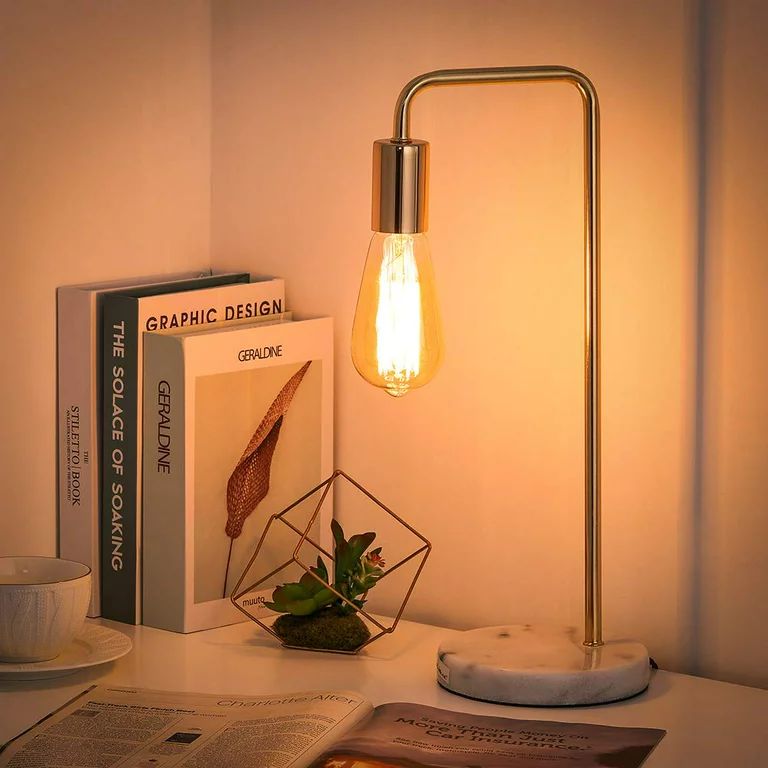 Gold Haitral Modern Table Lamp with Marble Base for Bedroom | Walmart (US)