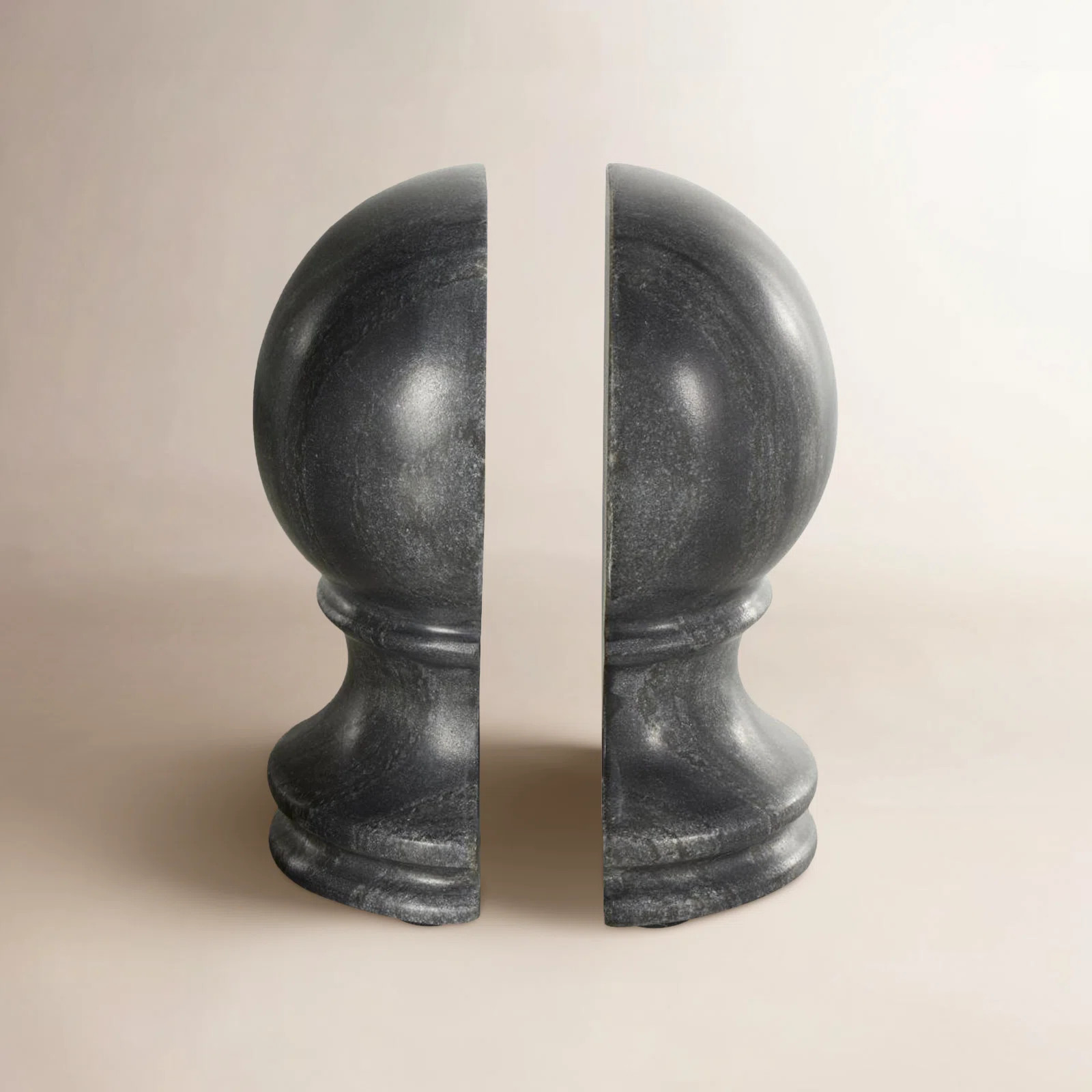 Cole And Grey Marble Sleek Orb Globe Bookends (Set of 2) | Birch Lane