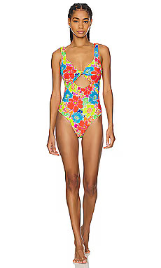 BEACH RIOT Tyler One Piece in Neon Blooms Waffle from Revolve.com | Revolve Clothing (Global)