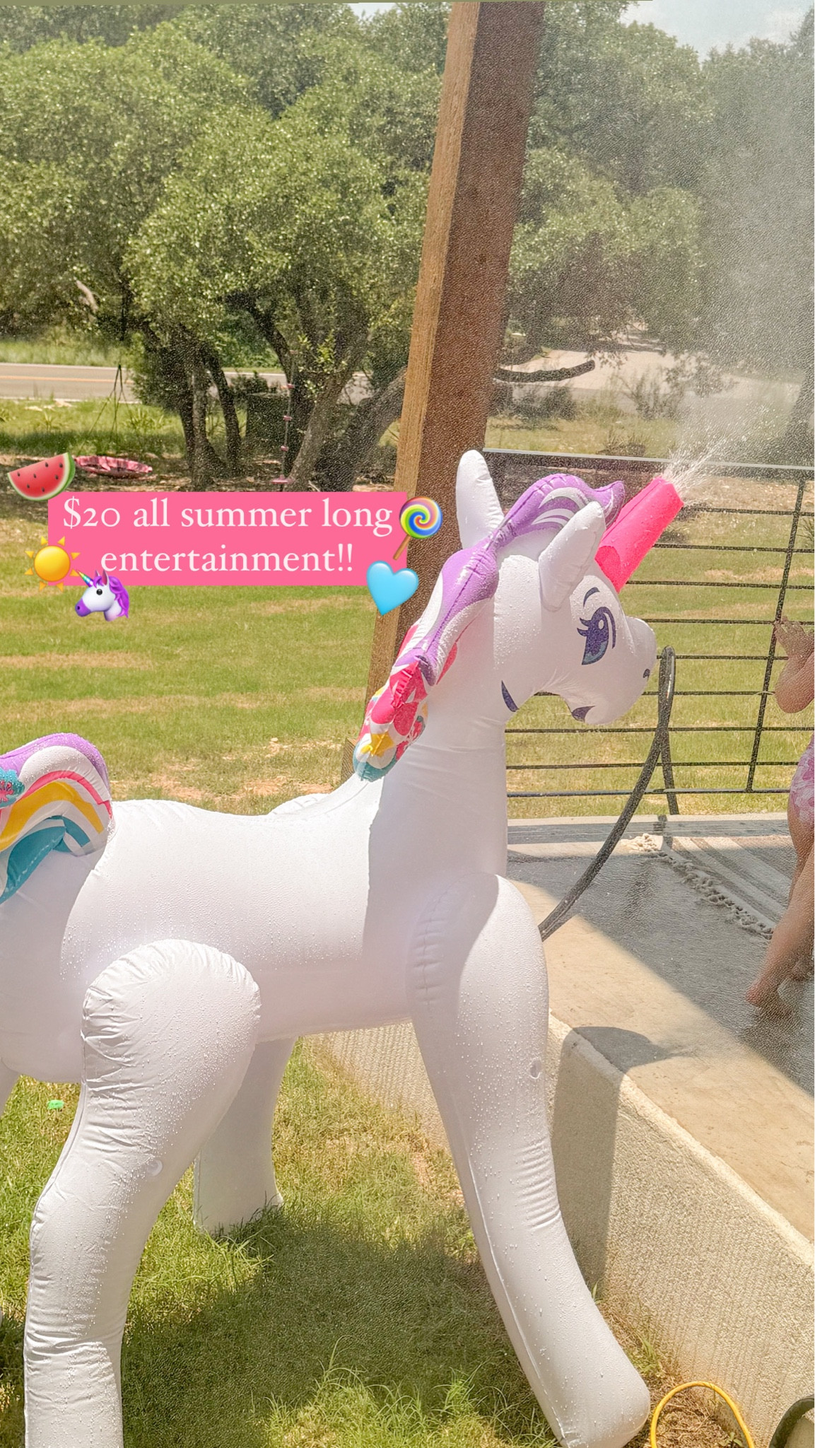Best summer entertainment!!! Unicorn sprinkler!! 🦄🫶🏻🩵🍭💦

#LTKKids #LTKSeasonal #LTKFamily
