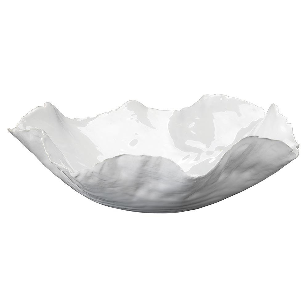 Pamela Modern Classic White Ceramic Floral Decorative Bowl | Kathy Kuo Home