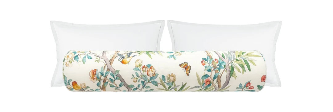 The Bolster : Imperial Garden // Jade Bed Decor Floral Print Chinoiserie Floral - Etsy | Etsy (US)