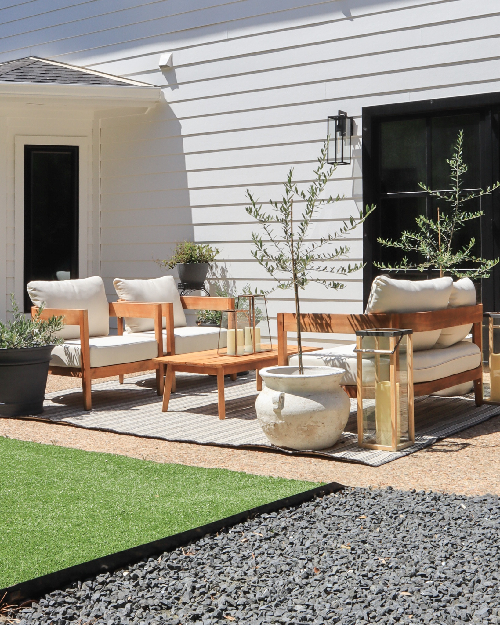 My affordable outdoor patio set! 

outdoor loveseat, coffee table, chairs, players, lanterns

#LTKsalealert #LTKhome #LTKstyletip