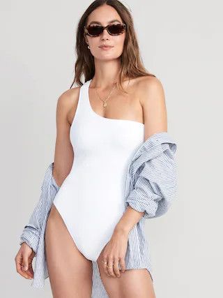 Pucker One-Shoulder One-Piece Swimsuit for Women | Old Navy (US)