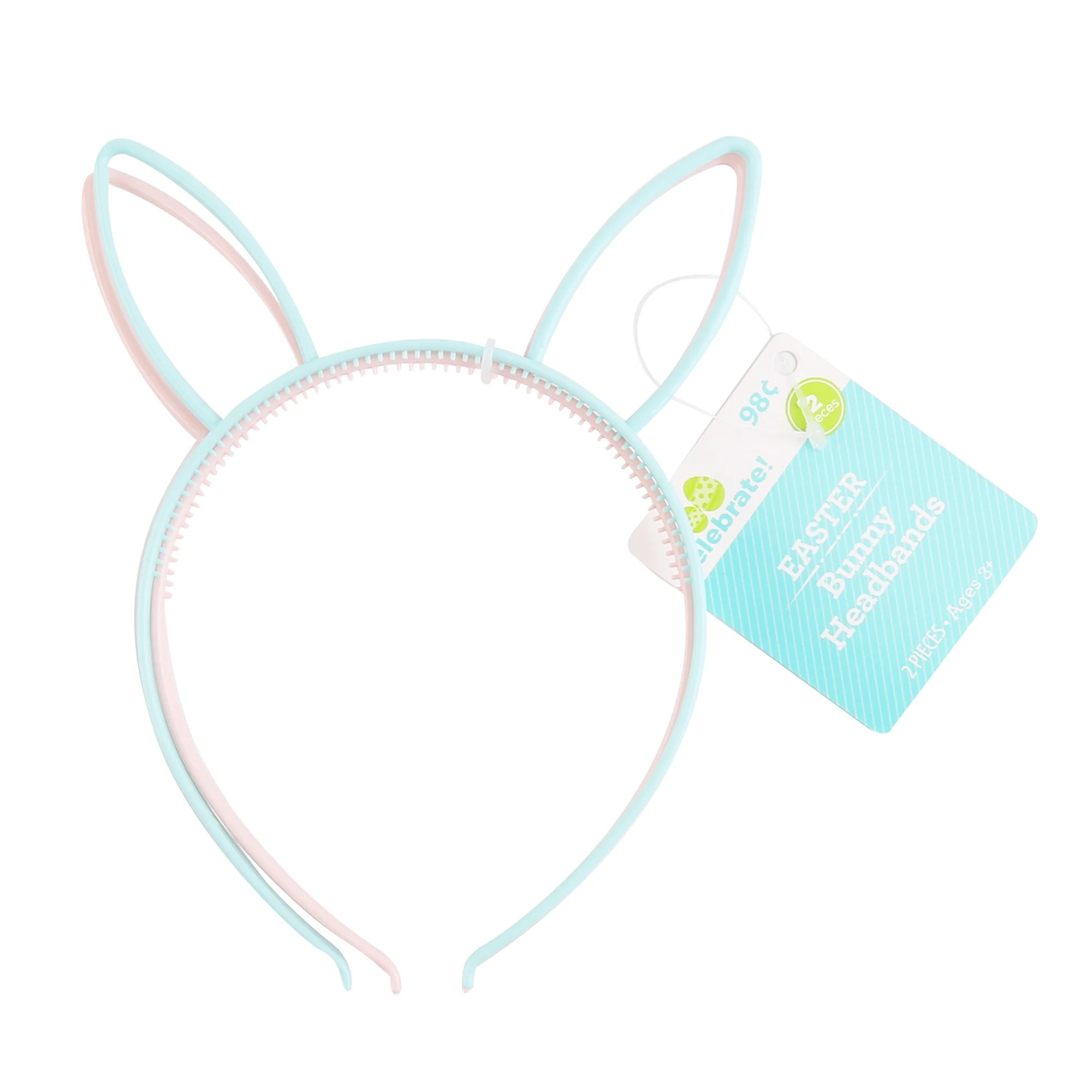 Way To Celebrate Easter Bunny Headbands, Pink and Teal, 2 Pieces - Walmart.com | Walmart (US)