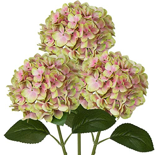 DILATATA Fake Hydrangeas Real Touch Hydrangea Flowers 26" Large Artificial Hydrangea Flowers Silk Hydrangea for Wedding Bouquet, Home, Party, Store, 3 | Amazon (US)