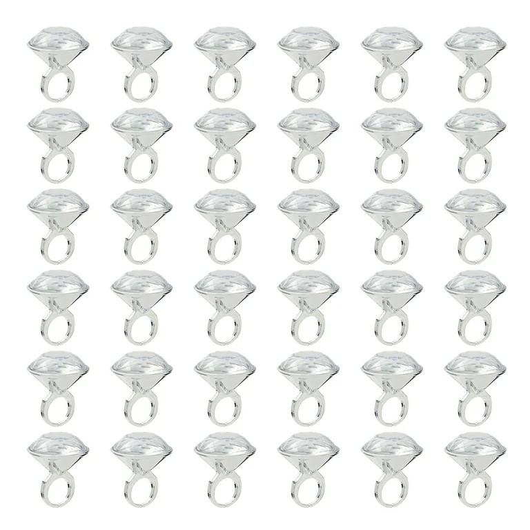 36 Pack Plastic Diamond Rings for Bridal Shower Game, Bulk Set for Bachelorette Party Favors (1 x... | Walmart (US)