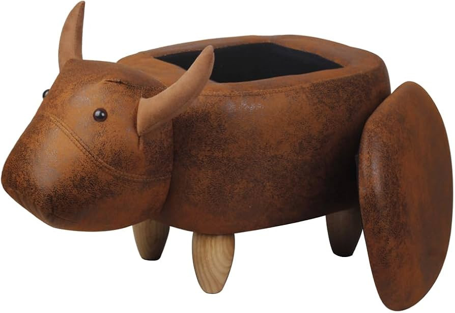 GIA Upholstered Storage Ottoman with Wood Legs, Foot Stand El Toro Bull for Bedroom, Living Room,... | Amazon (US)