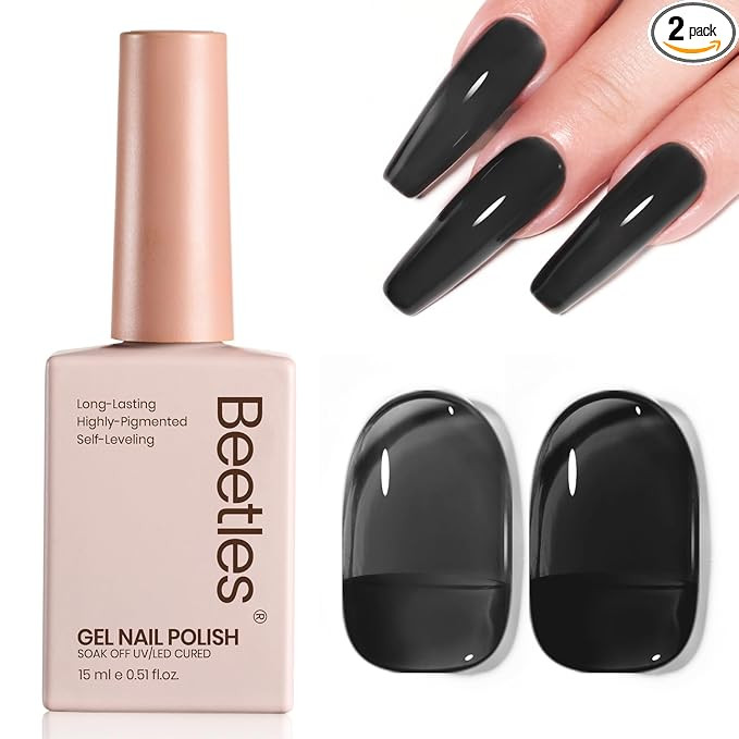 Beetles Black Jelly Gel Nail Polish - 15ML Sheer Black Gel Polish Neutral Jelly Translucent Effec... | Amazon (US)