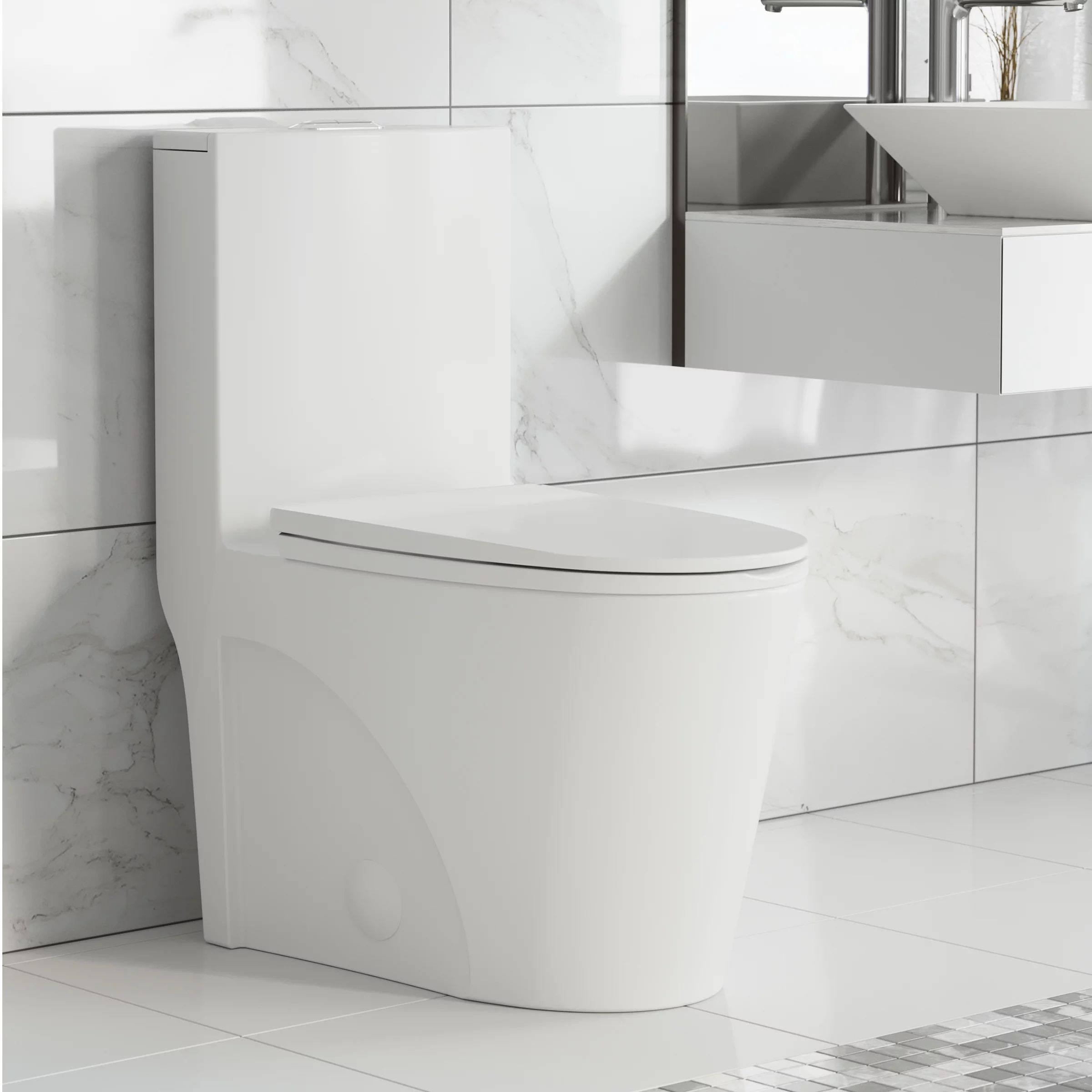 Swiss Madison St. Tropez 1-Piece 1.1/1.6 GPF Dual Flush Elongated Toilet in Glossy White | Walmart (US)