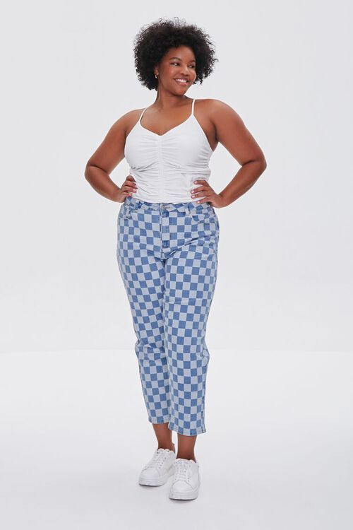 Plus Size Checkered Ankle-Cut Jeans | Forever 21 | Forever 21 (US)