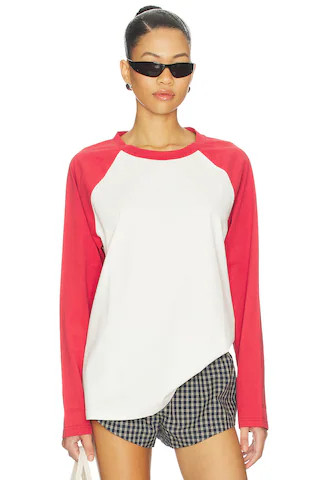 LIONESS Kravitz Baseball Tee in Crimson from Revolve.com | Revolve Clothing (Global)