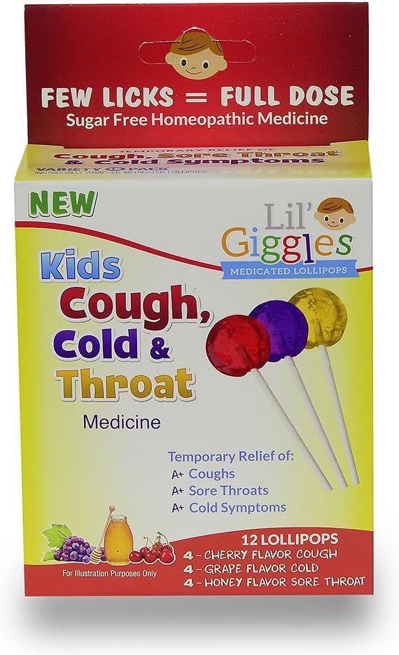 Lil' Giggles Kid's Cough, Cold & Throat Medicated Lollipops Variety Pack - for Children’s Persi... | Amazon (US)