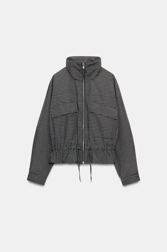 HIGH COLLAR CHECKED PUFFER JACKET | Zara UK