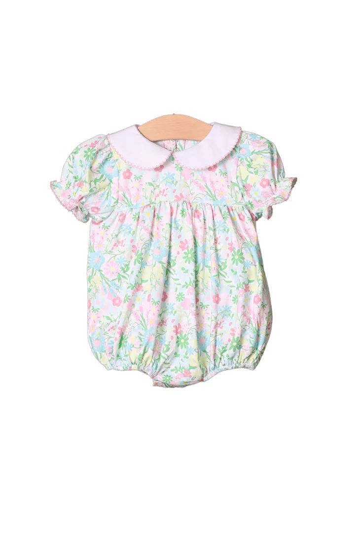 Ellie Floral Peter Pan Collar Bubble | The Smocked Flamingo