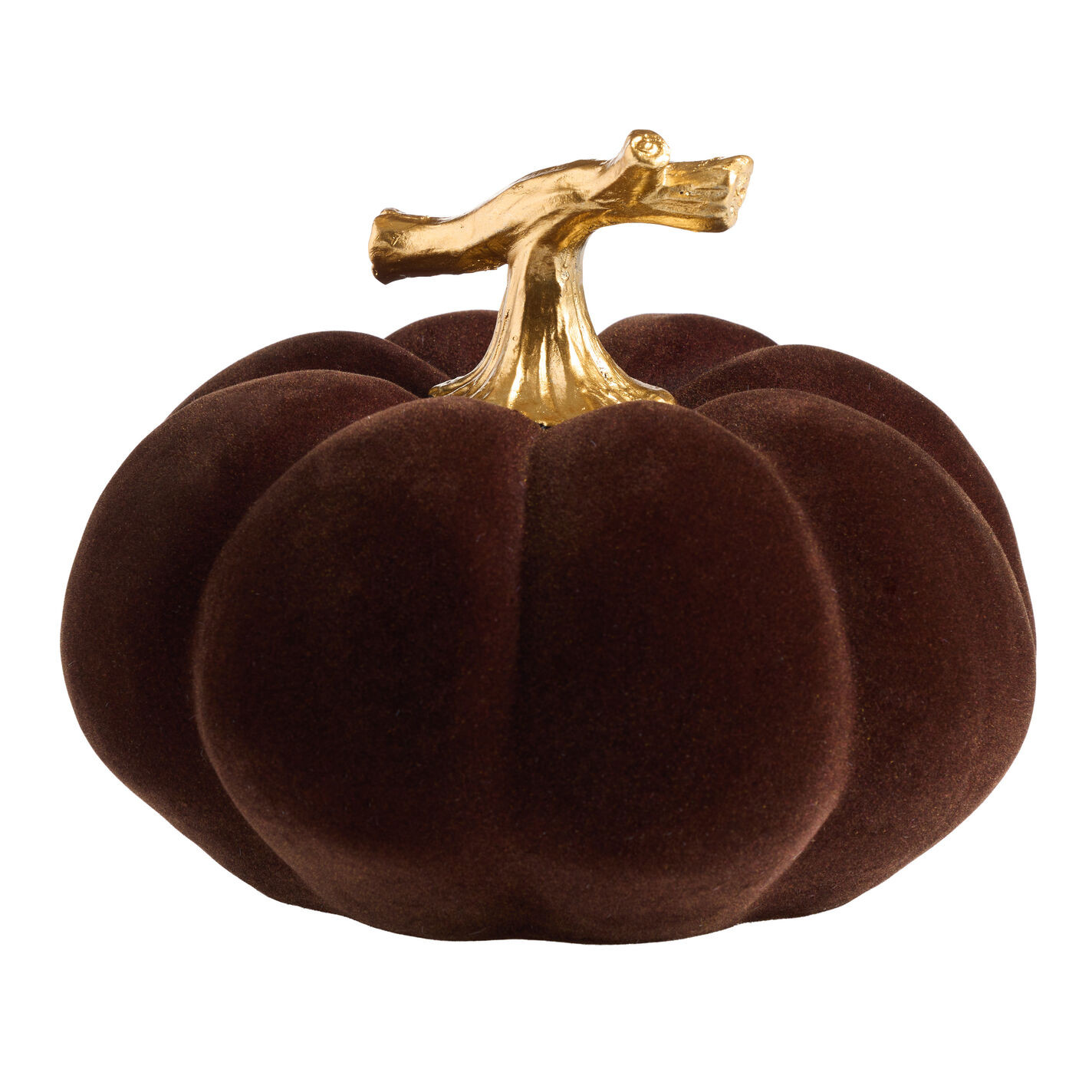 Small Brown Velvet Flocked Pumpkin Decor | World Market