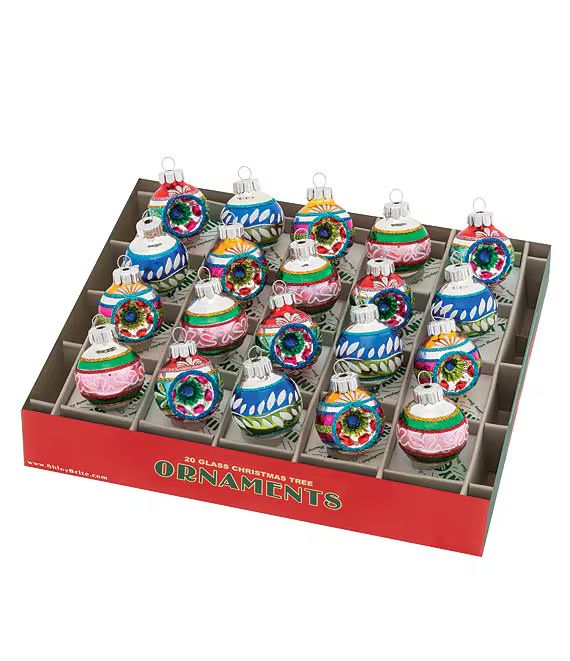 Shiny Brite Christmas Confetti Reflector & Decorated Rounds 20-Piece Ornament Set | Dillards