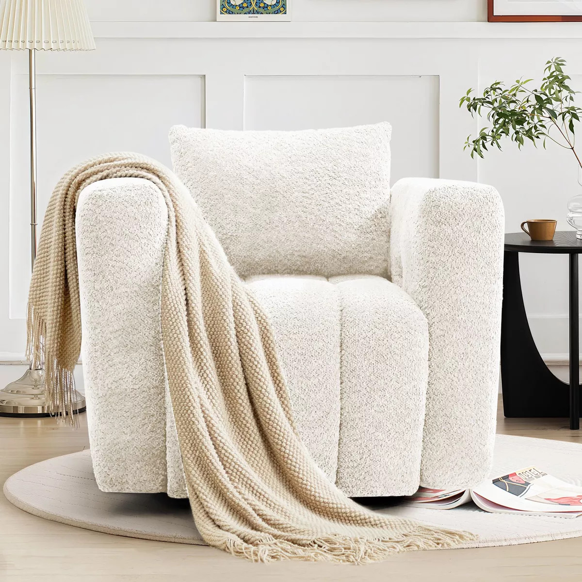 Hyleory Wooden Frame Swivel Chair with Soft Fabric Upholstery, 360° Rotation, Comfortable Ergono... | Target