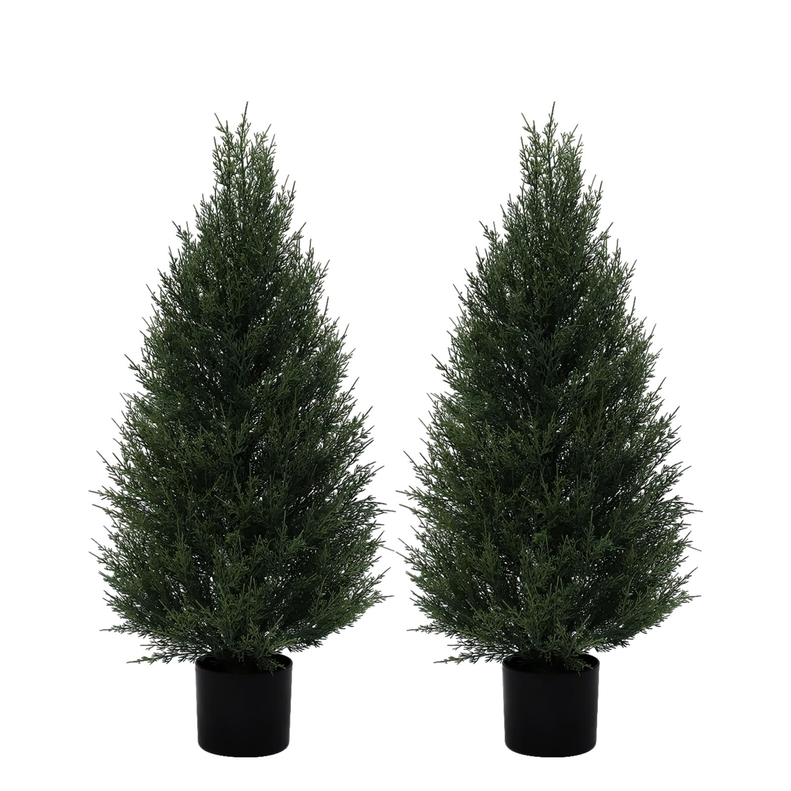 2Pack 3ft Outdoor Artificial Cedar Topiary Trees, All-Weather Faux Pine for Home Porch Entryway D... | Amazon (US)