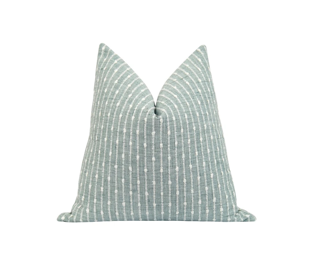 Chunky Stripe Woven Pillow Cover, Seafoam Woven Pillow Cover, 16 18 20 Woven Pillow Cover, Seafoa... | Etsy (US)