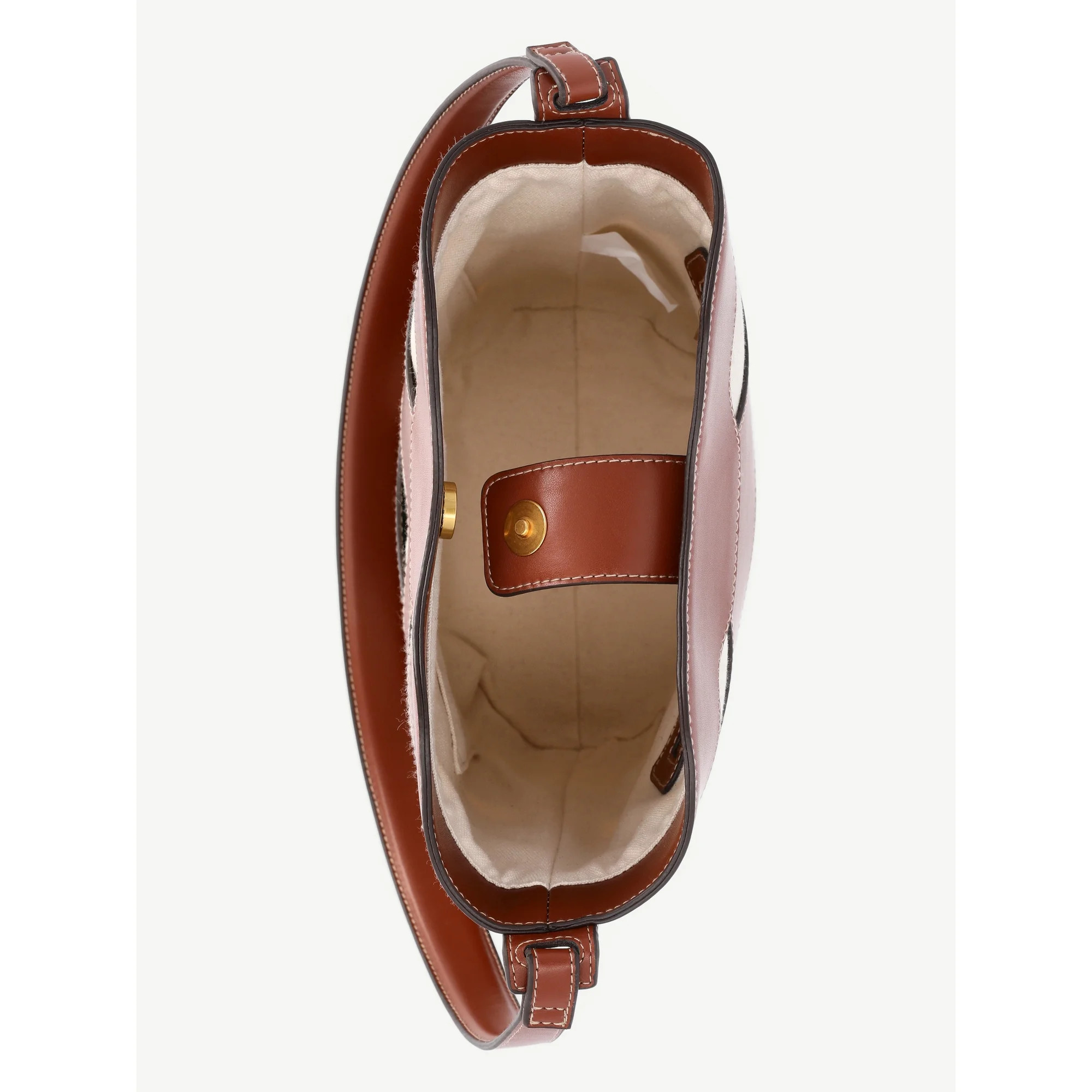 Free Assembly Women's Maria Cut Out Bucket Bag, Cognac/Cream | Walmart (US)