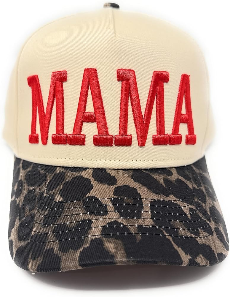 Mama Vintage Leopard Print Trucker Cap, Puff Embroidered Design, Limited Edition, Trucker Hat | Amazon (US)