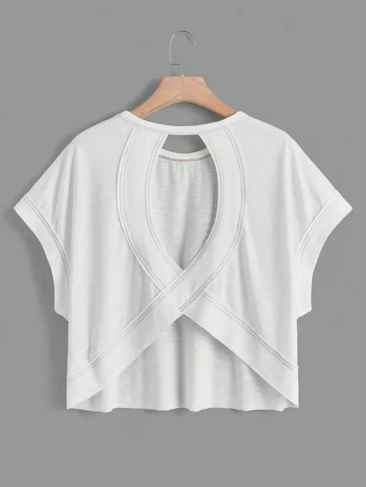 SHEIN Unity Cut Out Back Batwing Sleeve Tee | SHEIN