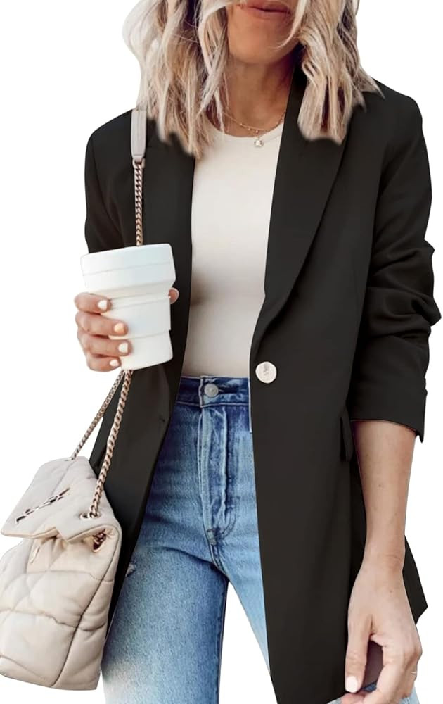 Dokotoo Womens 2024 Fashion Spring Lapel Collar Buttons Blazer Jackets for Women Business Casual | Amazon (US)